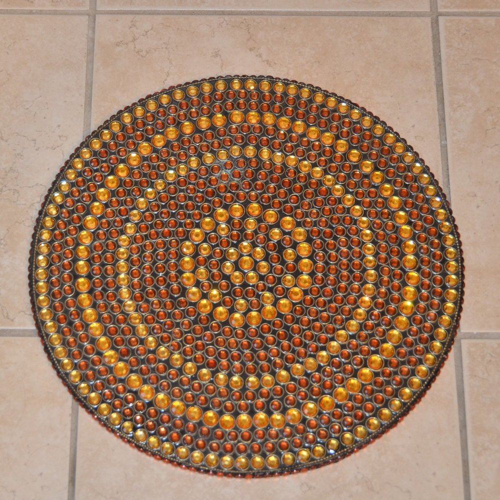 KIM SEYBERT HOLIDAY FALL BROWN GOLD CRYSTAL BEADED PLACEMAT CHARGER CENTERPIECE